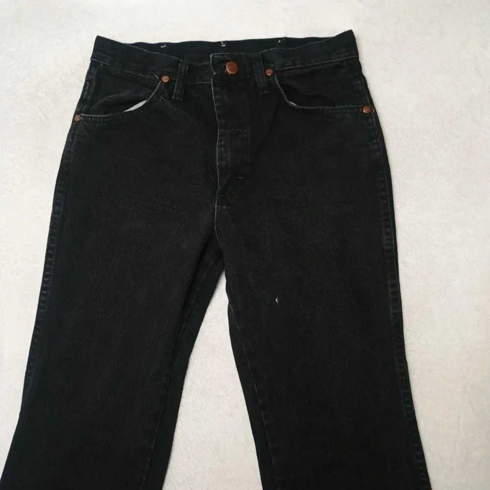 Wrangler Jeans Mens 29x30 Black Slim Cowboy Cut Straight Shadow Denim 936WBK